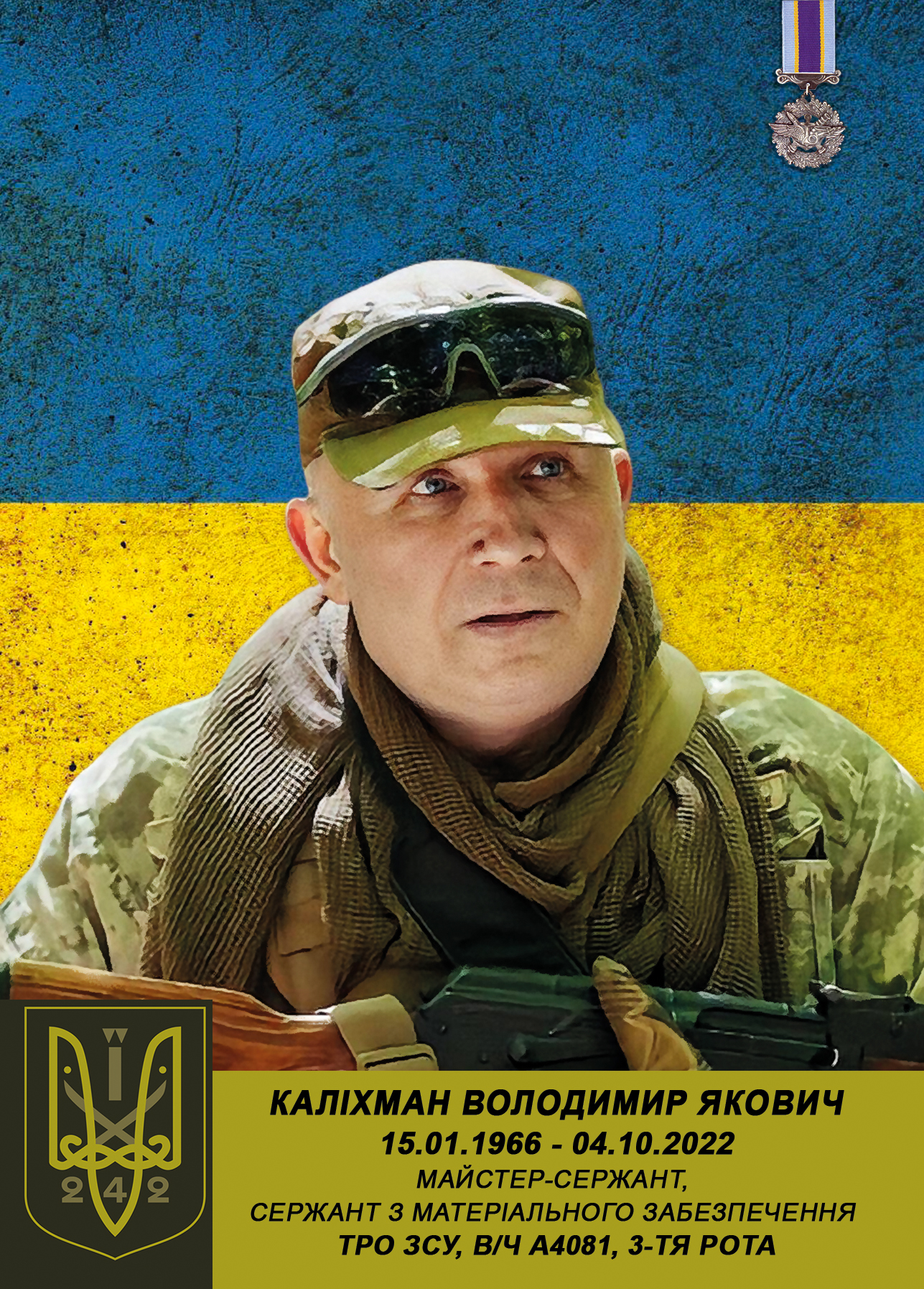 Каліхман Володимир Якович_15.01.1966-04.10.2022_242_241_РУ Північ Каліхман Володимир Якович_15.01.1966-04.10.2022_242_241_РУ Північ
